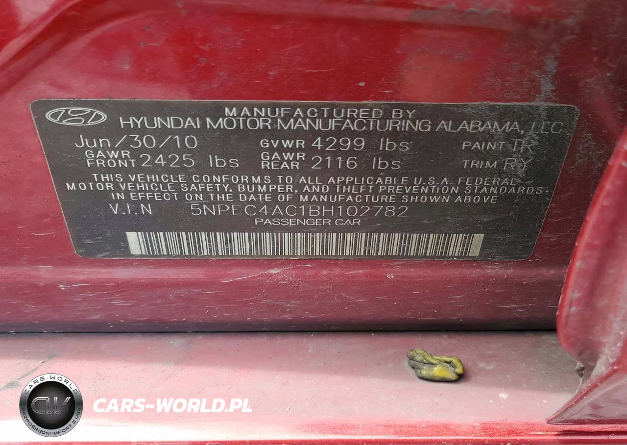 2011 Hyundai Sonata Se VIN:5NPEC4AC1BH102782 - 13