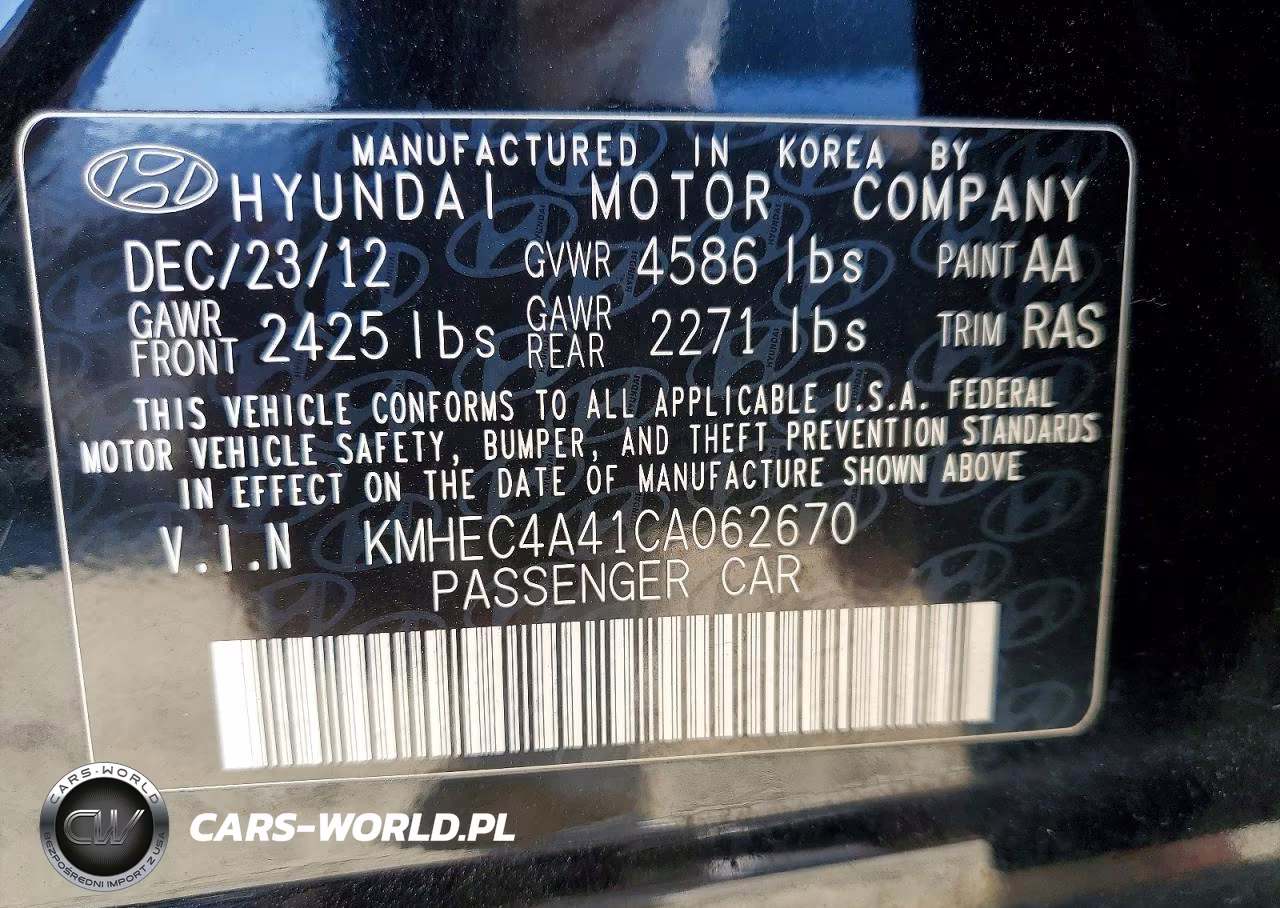 2012 Hyundai Sonata Hybrid VIN:KMHEC4A41CA062670 - 12