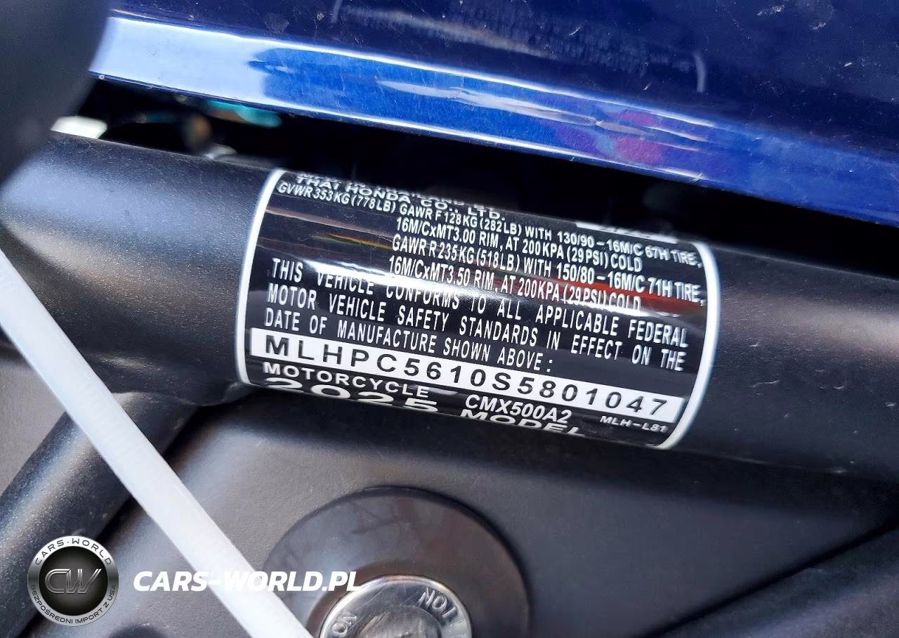 2025 Honda Cmx500 A2 VIN:MLHPC5610S5801047 - 9