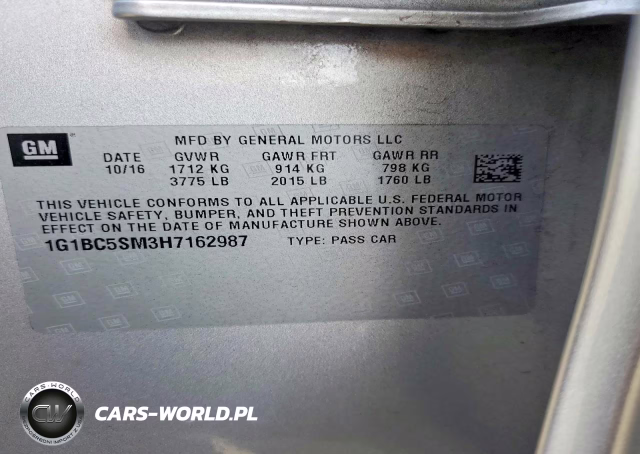 2017 Chevrolet Cruze Ls VIN:1G1BC5SM3H7162987 - 12