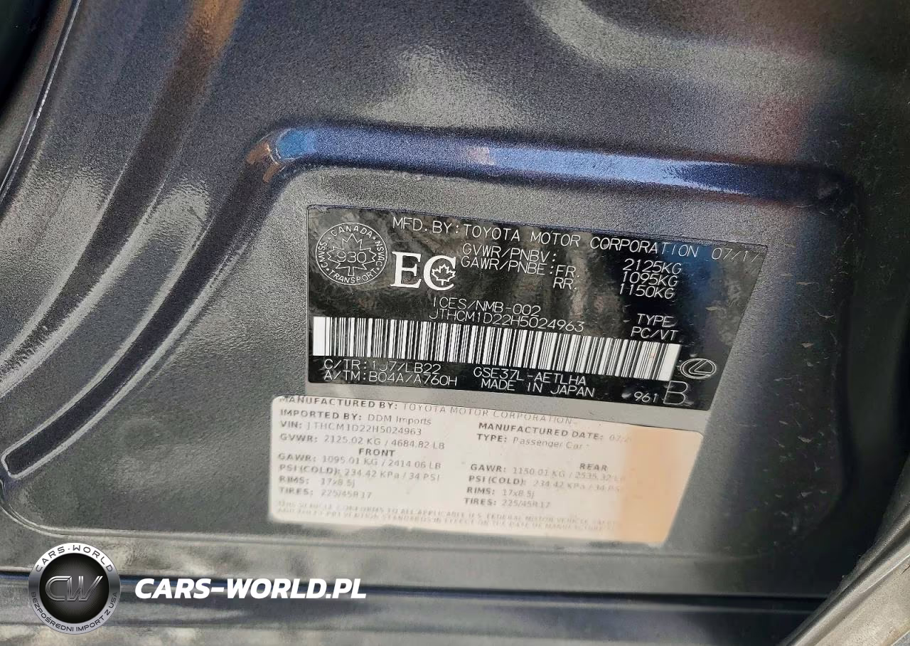 2017 Lexus Is 300 VIN:JTHCM1D22H5024963 - 12