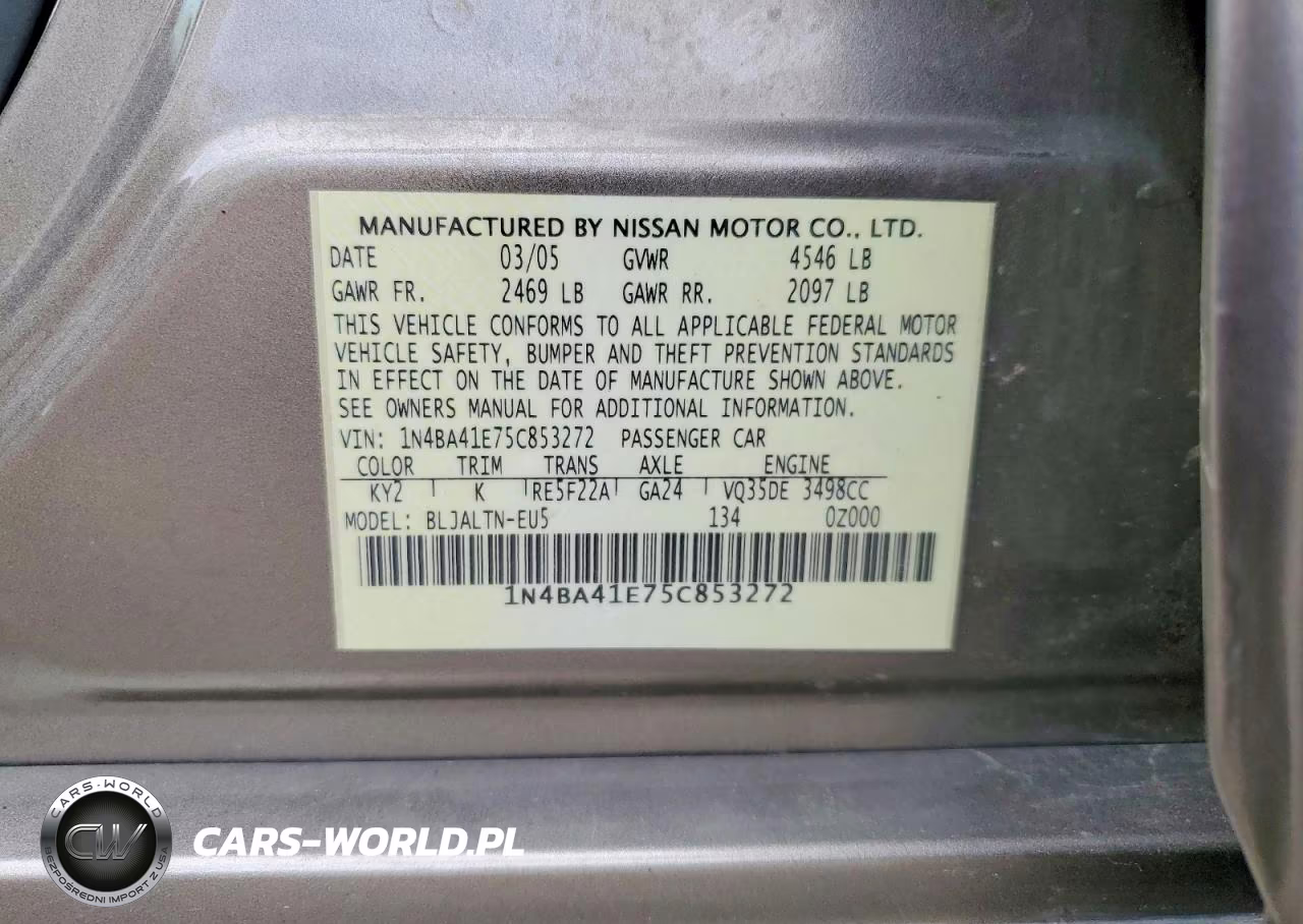 2005 Nissan Maxima 3.5 Se VIN:1N4BA41E75C853272 - 13
