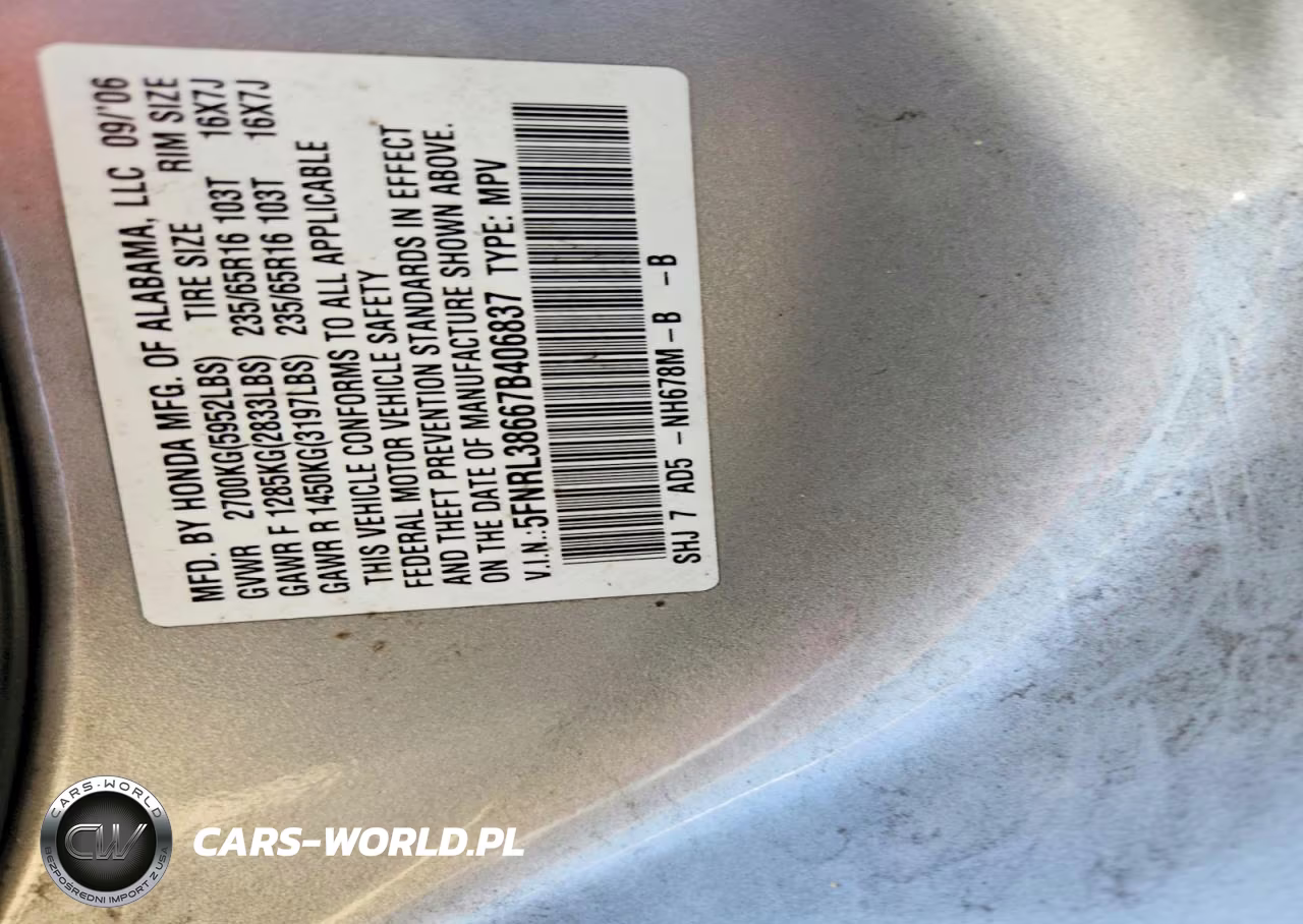 2007 Honda Odyssey Exl VIN:5FNRL38667B406837 - 13