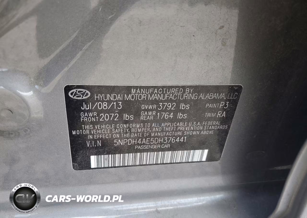 2013 Hyundai Elantra Gls VIN:5NPDH4AE5DH376441 - 13