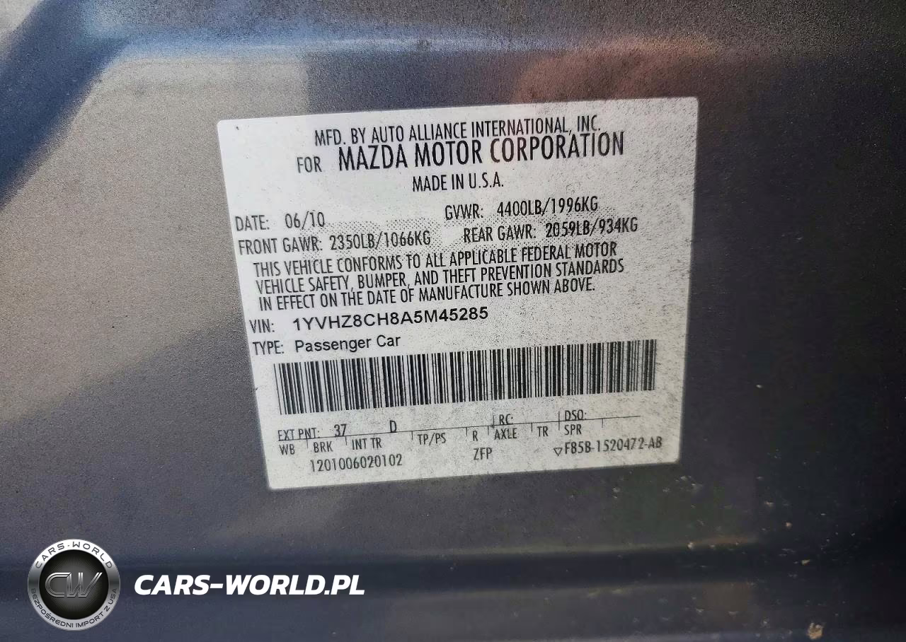 2010 Mazda 6 I VIN:1YVHZ8CH8A5M45285 - 12