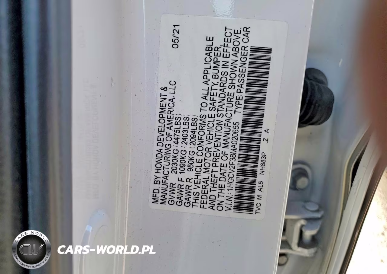 2021 Honda Accord Sport VIN:1HGCV2F38MA020655 - 12