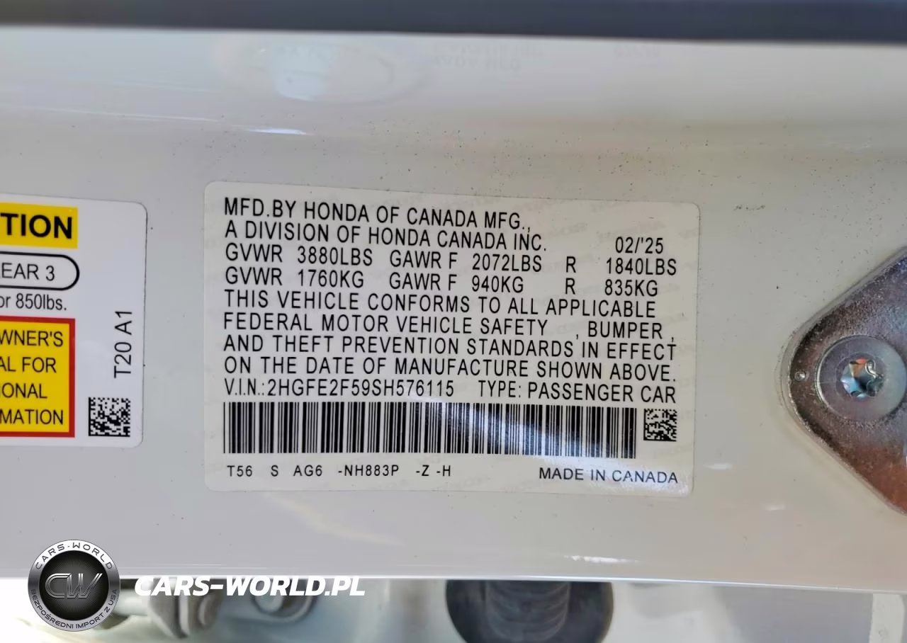 2025 Honda Civic Sport VIN:2HGFE2F59SH576115 - 13