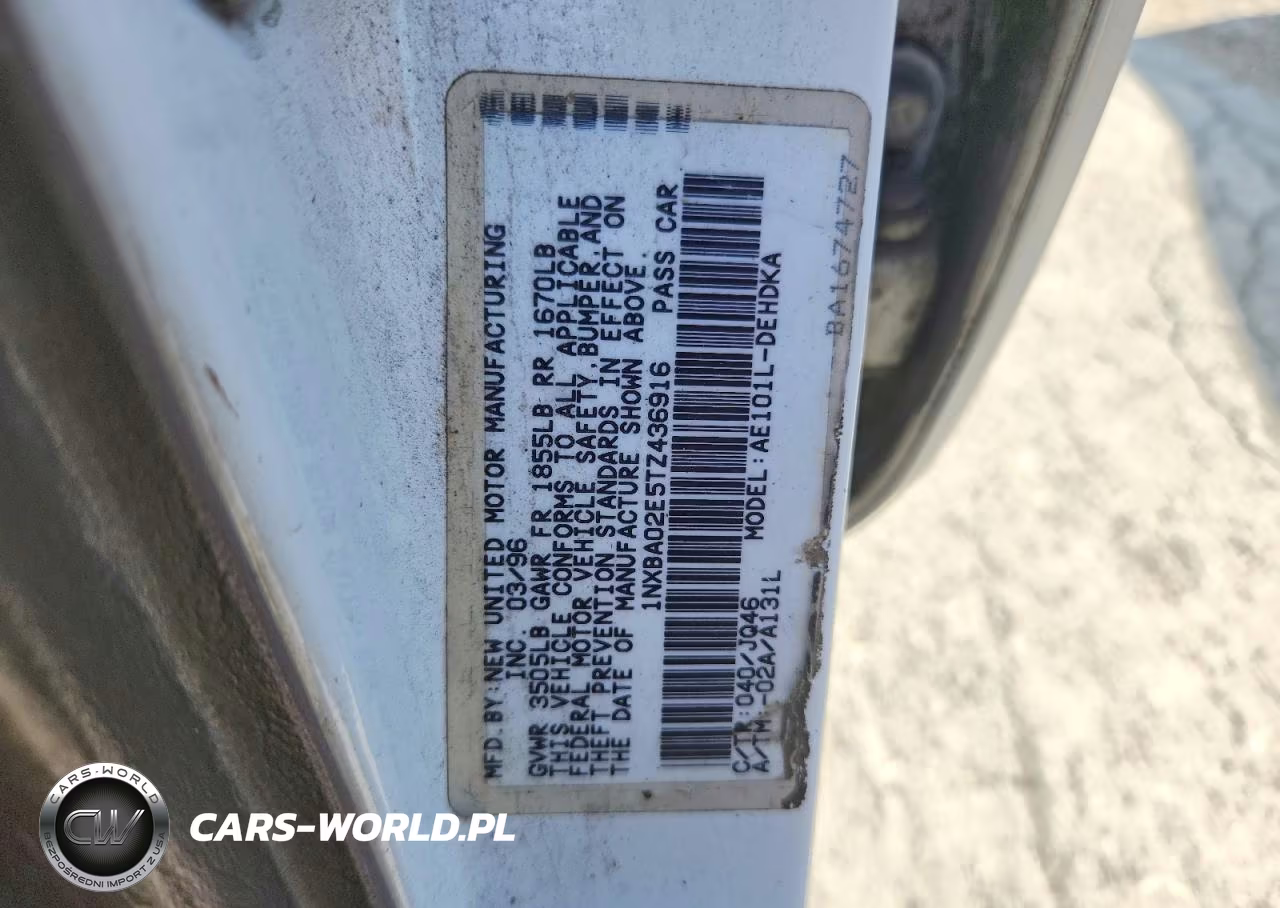 1996 Toyota Corolla Base VIN:1NXBA02E5TZ436916 - 12