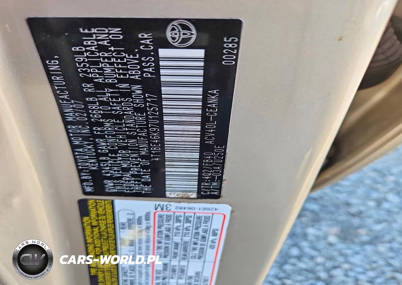 2007 Toyota Camry Le VIN:4T1BE46K97U125717 - 12