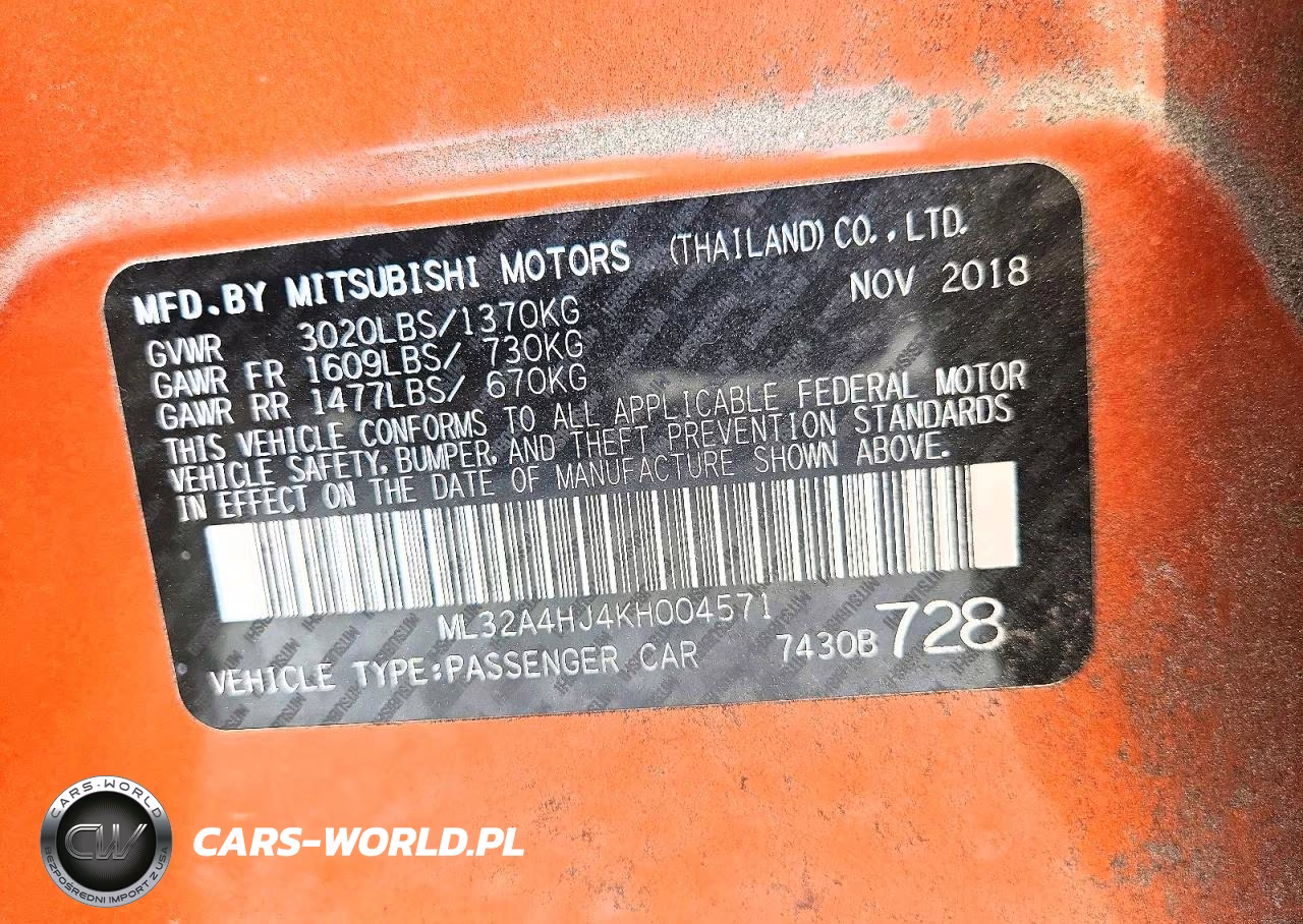 2019 Mitsubishi Mirage Se VIN:ML32A4HJ4KH004571 - 12