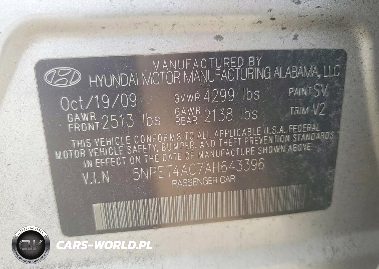 2010 Hyundai Sonata Gls VIN:5NPET4AC7AH643396 - 12