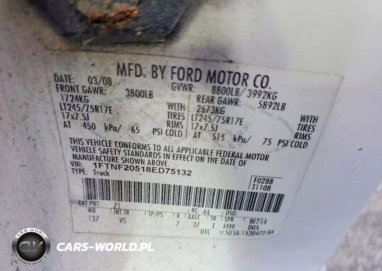 2008 Ford F250 Super Duty VIN:1FTNF20518ED75132 - 12