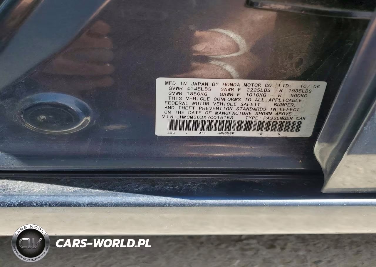 2007 Honda Accord Se VIN:JHMCM563X7C015158 - 13