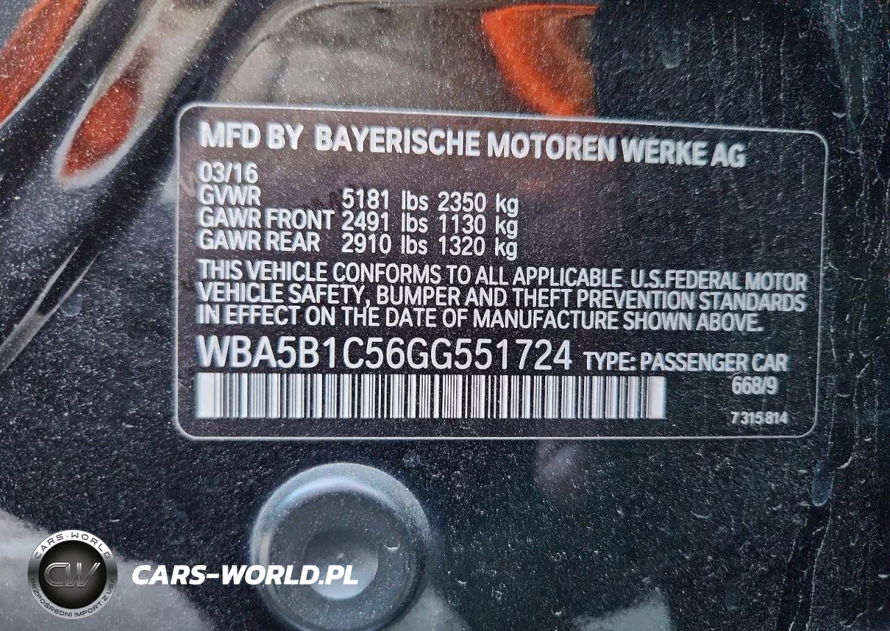 2016 BMW 535 I VIN:WBA5B1C56GG551724 - 12