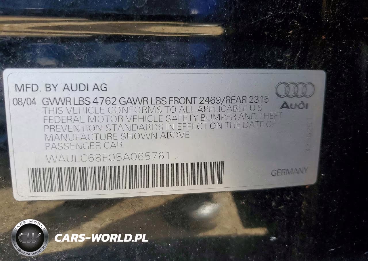 2005 Audi A4 1.8T Quattro VIN:WAULC68E05A065761 - 12