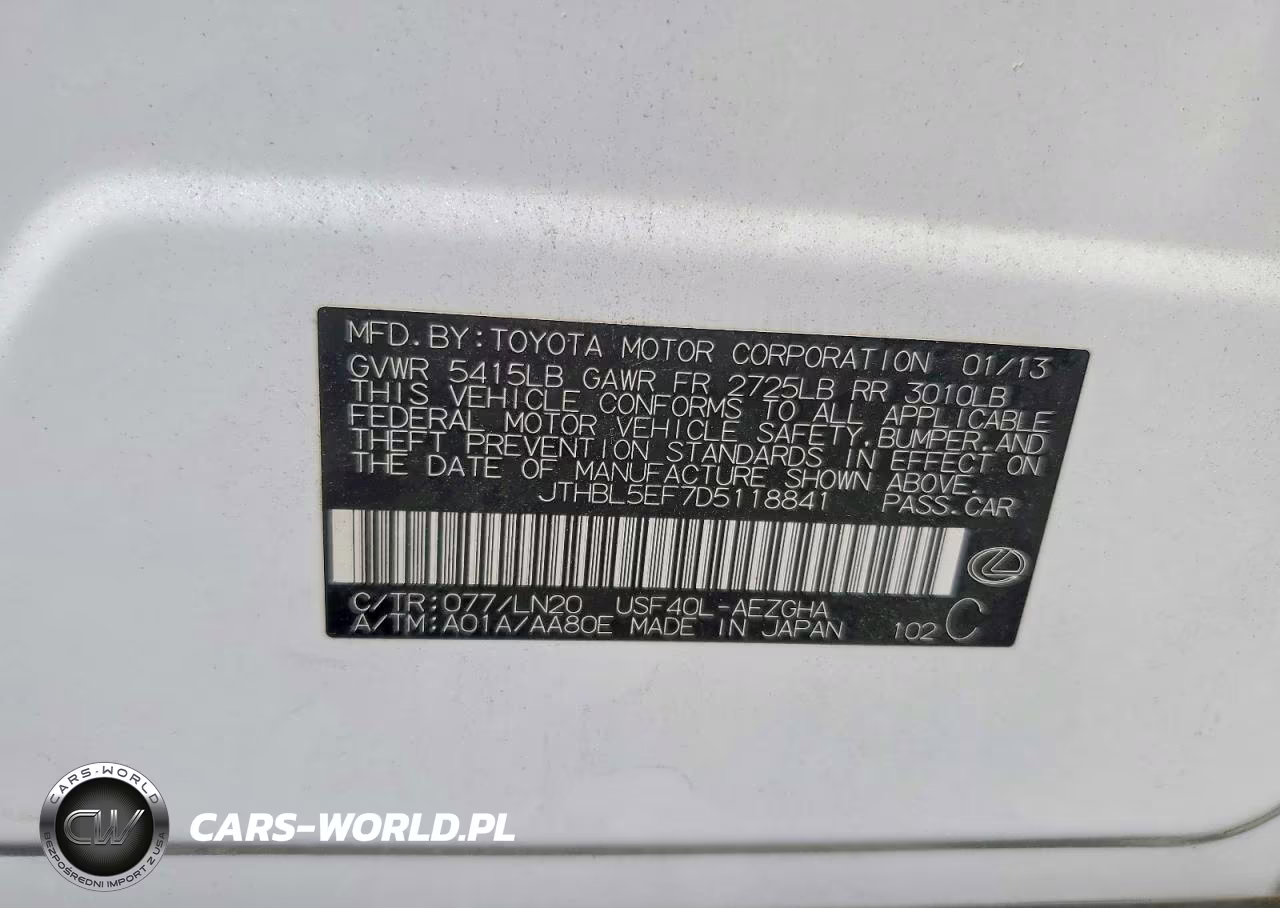 2013 Lexus Ls 460 VIN:JTHBL5EF7D5118841 - 13