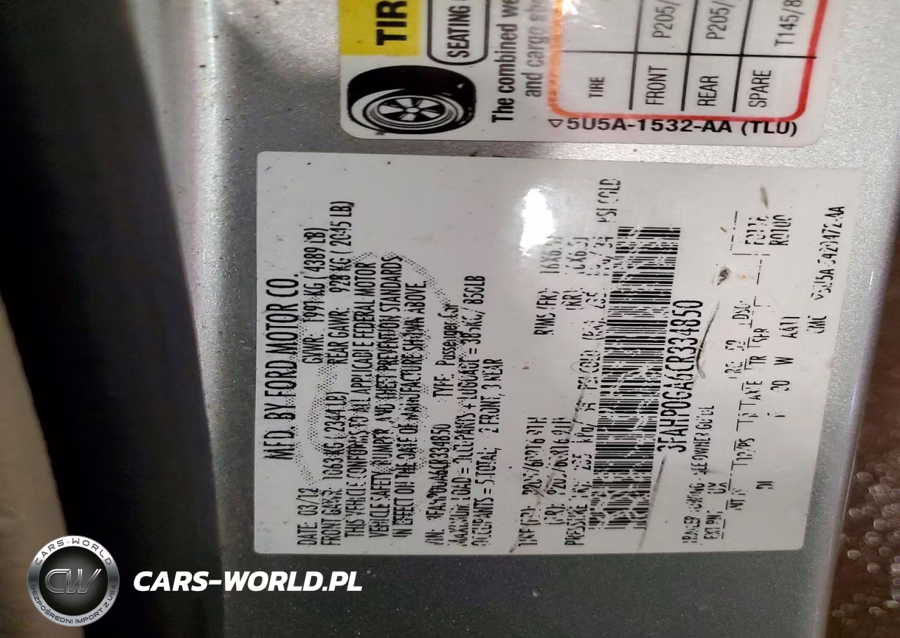 2012 Ford Fusion S VIN:3FAHP0GA6CR334850 - 12