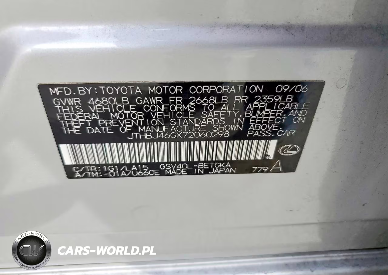 2007 Lexus Es 350 VIN:JTHBJ46GX72060298 - 12