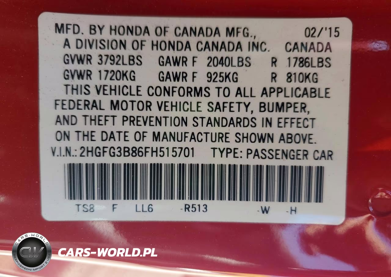 2015 Honda Civic Ex VIN:2HGFG3B86FH515701 - 12