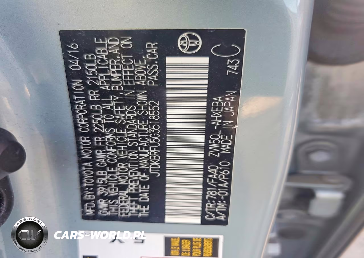 2016 Toyota Prius Two VIN:JTDKBRFU5G3518552 - 13