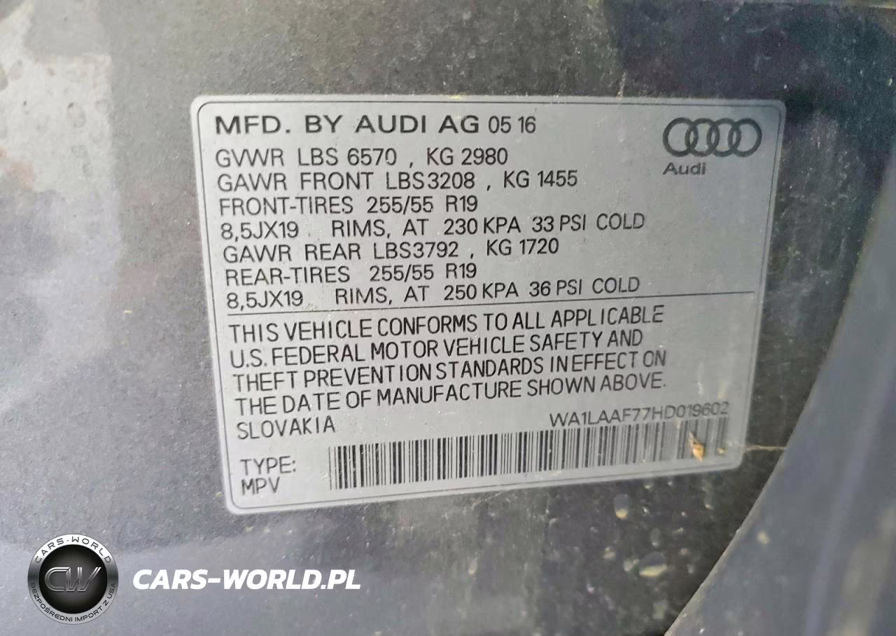 2017 Audi Q7 Premium Plus VIN:WA1LAAF77HD019602 - 13