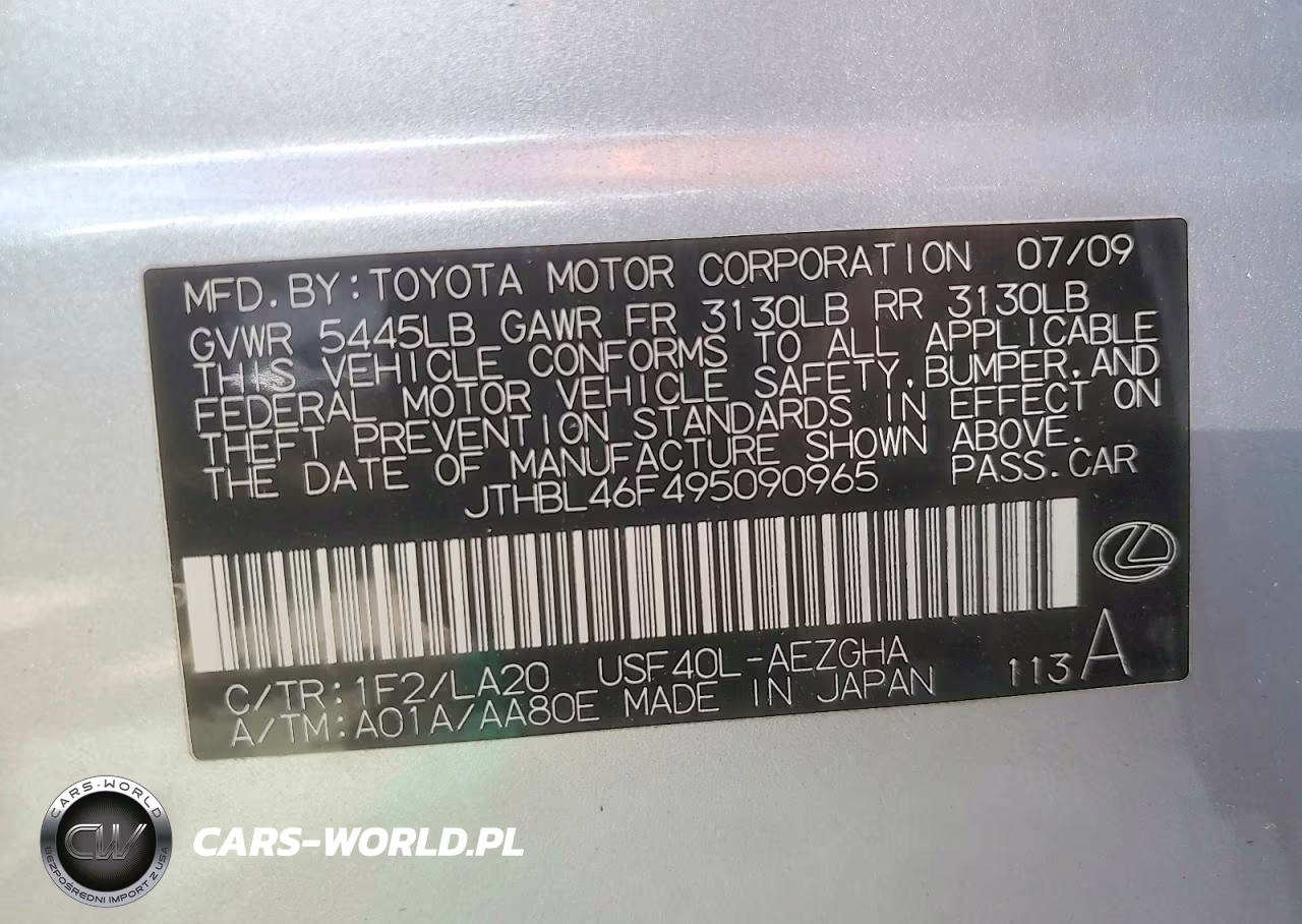 2009 Lexus Ls 460 VIN:JTHBL46F495090965 - 13