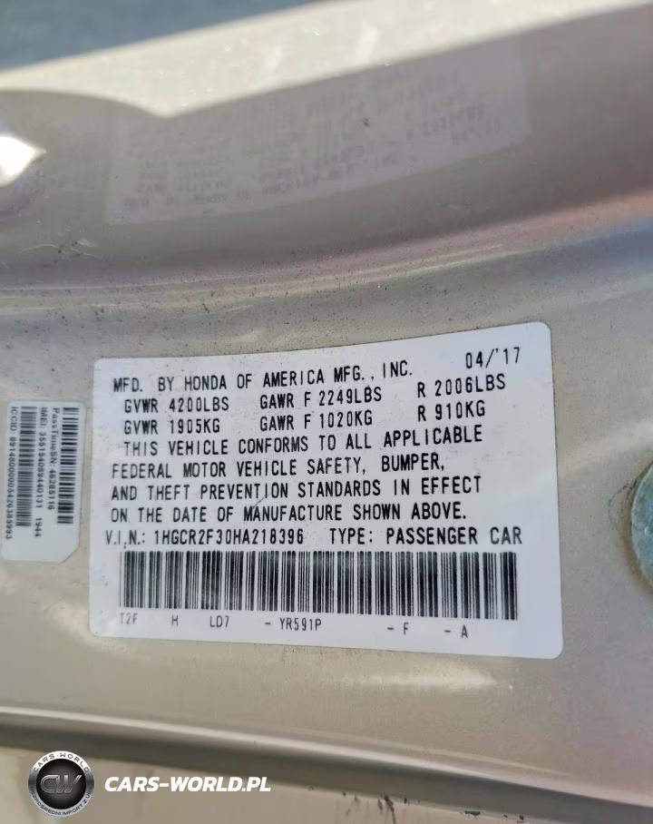 2017 Honda Accord Lx VIN:1HGCR2F30HA218396 - 12