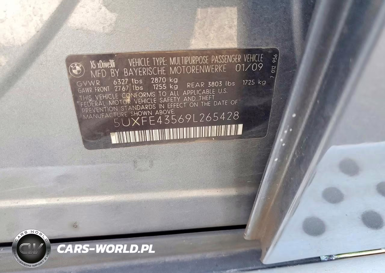 2009 BMW X5 xDrive30I VIN:5UXFE43569L265428 - 13
