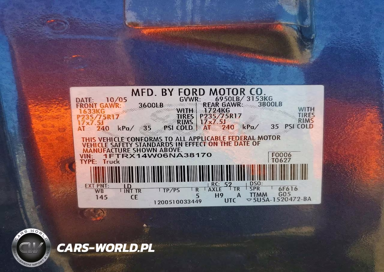 2006 Ford F150 VIN:1FTRX14W06NA38170 - 12