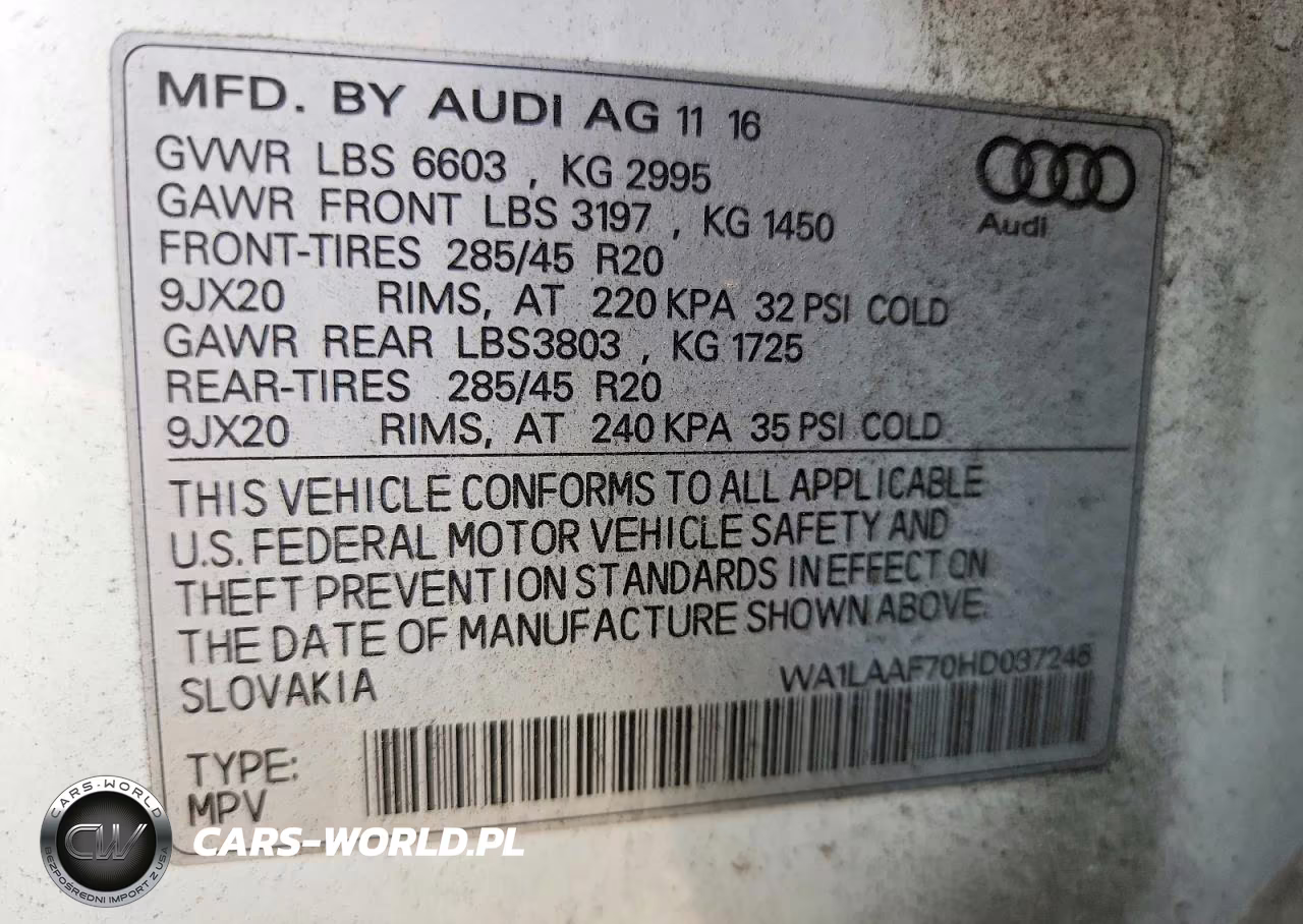2017 Audi Q7 Premium Plus VIN:WA1LAAF70HD037245 - 12