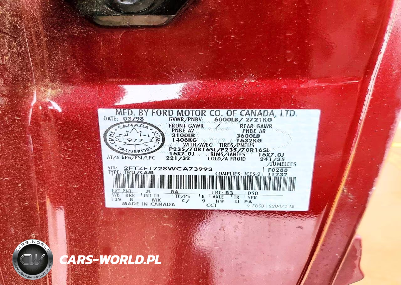 1998 Ford F150 VIN:2FTZF1728WCA73993 - 12