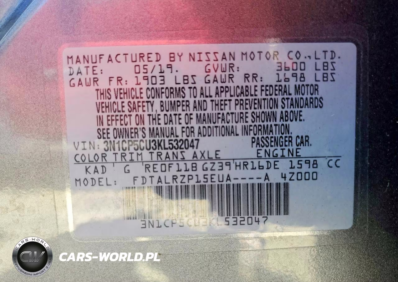 2019 Nissan Kicks S VIN:3N1CP5CU3KL532047 - 12
