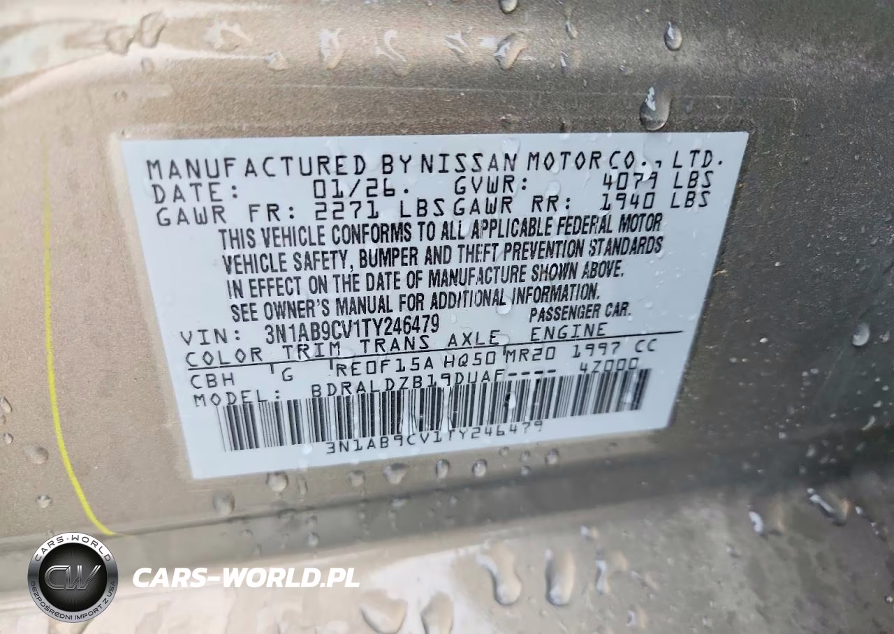 2026 Nissan Sentra Sv VIN:3N1AB9CV1TY246479 - 12