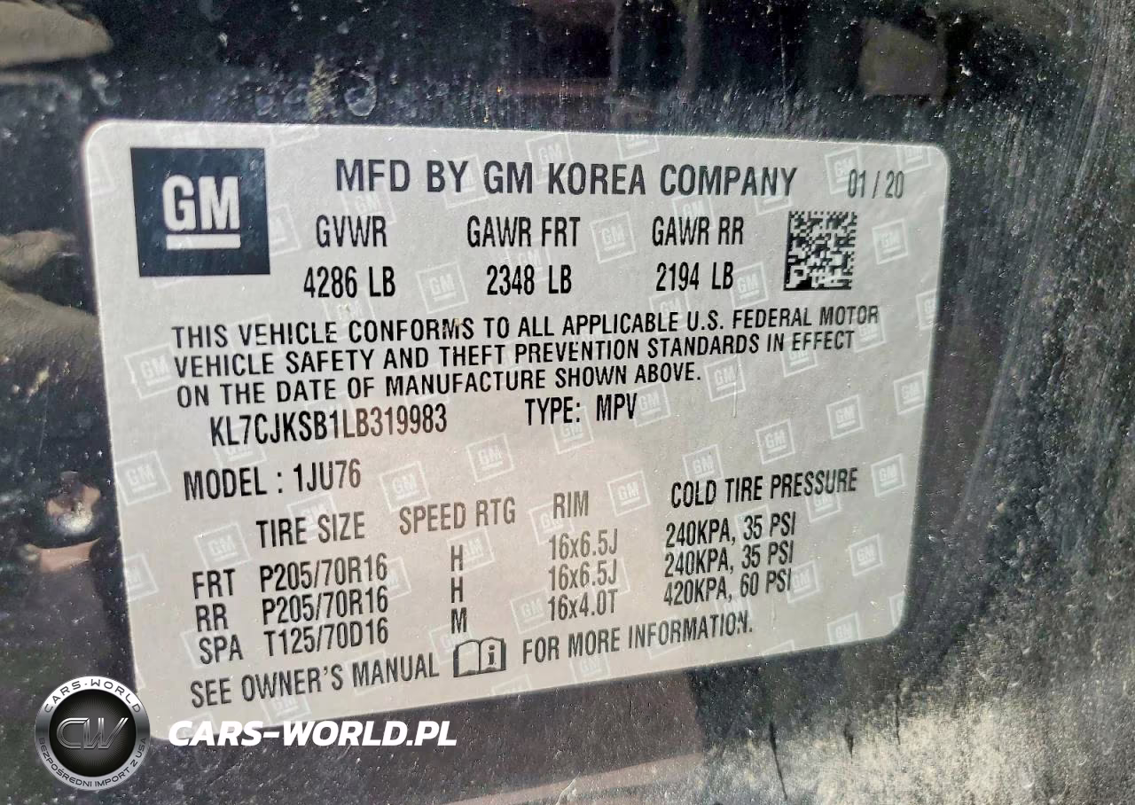 2020 Chevrolet Trax Ls VIN:KL7CJKSB1LB319983 - 14