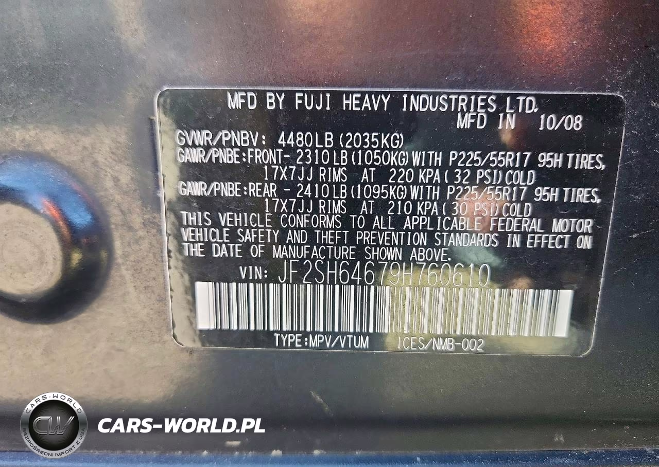 2009 Subaru Forester 2.5X Limited VIN:JF2SH64679H760610 - 13