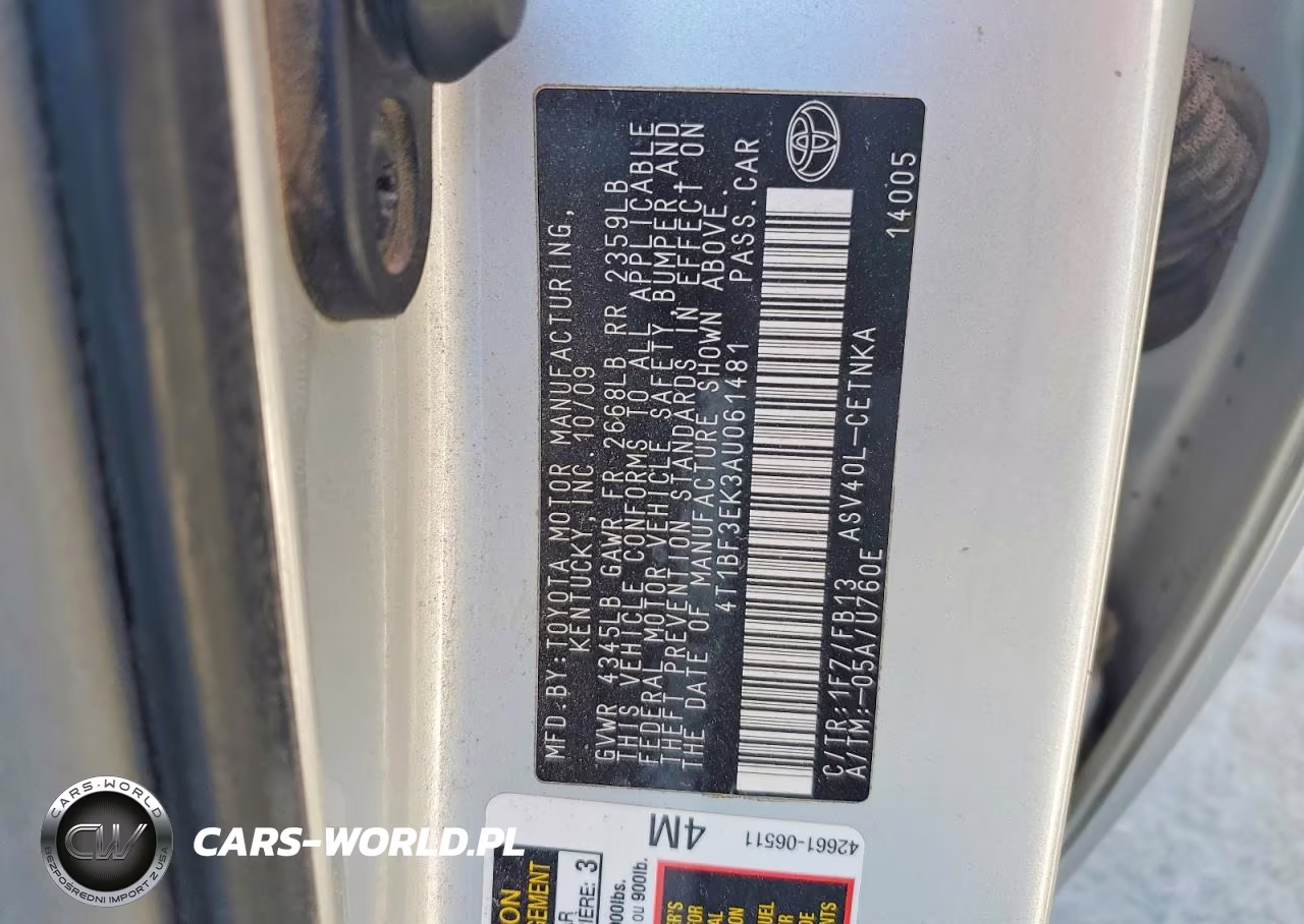 2010 Toyota Camry Le VIN:4T1BF3EK3AU061481 - 12
