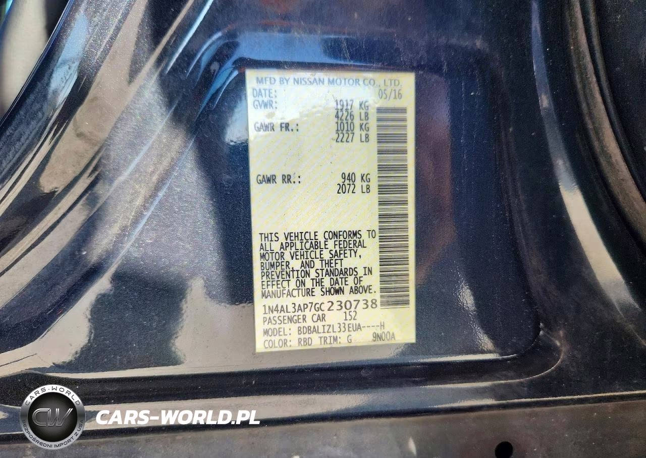 2016 Nissan Altima 2.5 Sv VIN:1N4AL3AP7GC230738 - 12