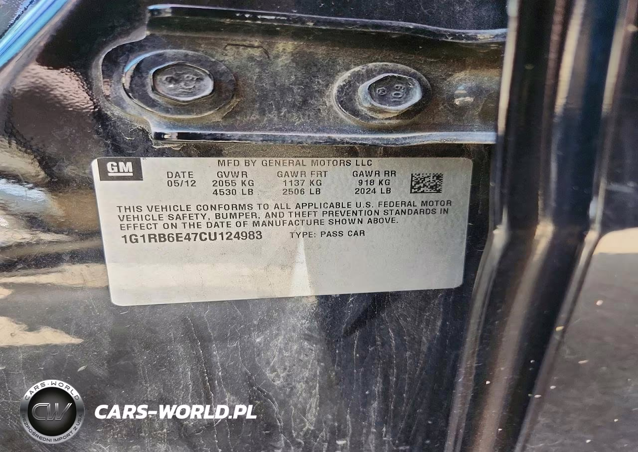 2012 Chevrolet Volt VIN:1G1RB6E47CU124983 - 12
