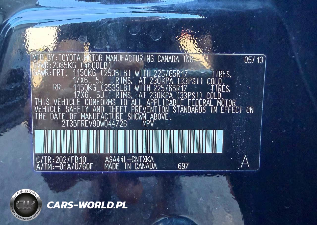 2013 Toyota Rav4 Le VIN:2T3BFREV9DW044726 - 10