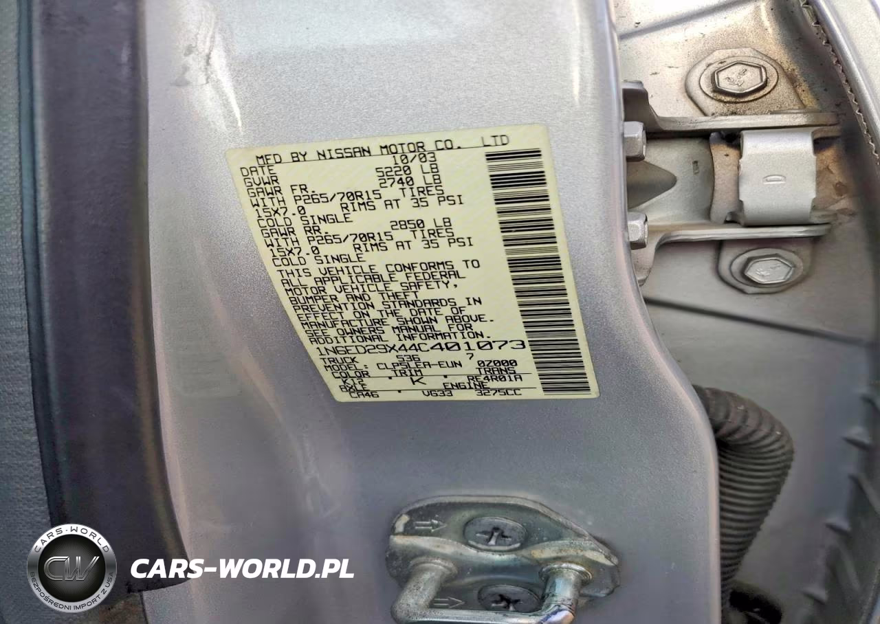 2004 Nissan Frontier Xe-V6 VIN:1N6ED29X44C401073 - 12