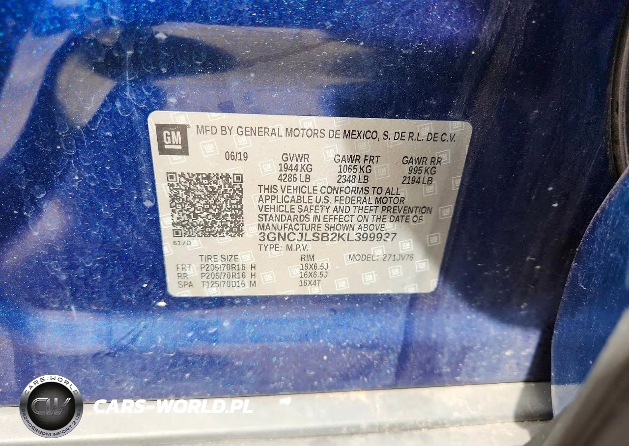 2019 Chevrolet Trax 1Lt VIN:3GNCJLSB2KL399937 - 13