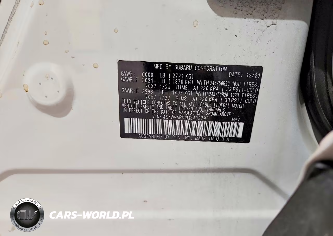 2021 Subaru Ascent Limited VIN:4S4WMAPD1M3433792 - 13