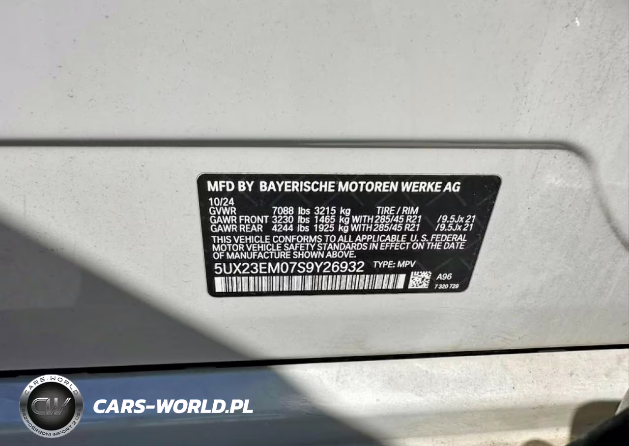 2025 BMW X7 xDrive40I VIN:5UX23EM07S9Y26932 - 10