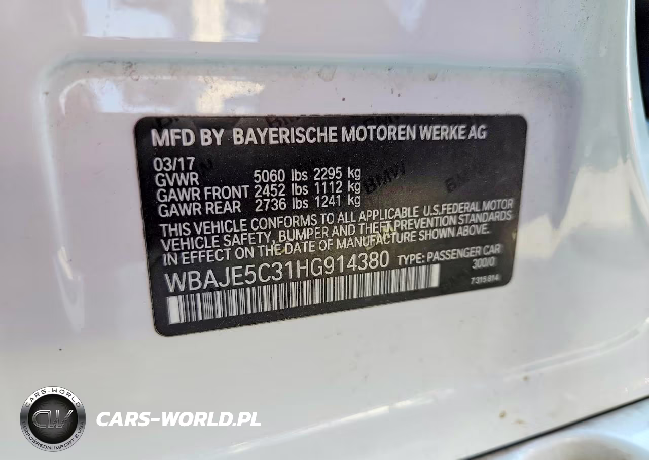 2017 BMW 540 I VIN:WBAJE5C31HG914380 - 12
