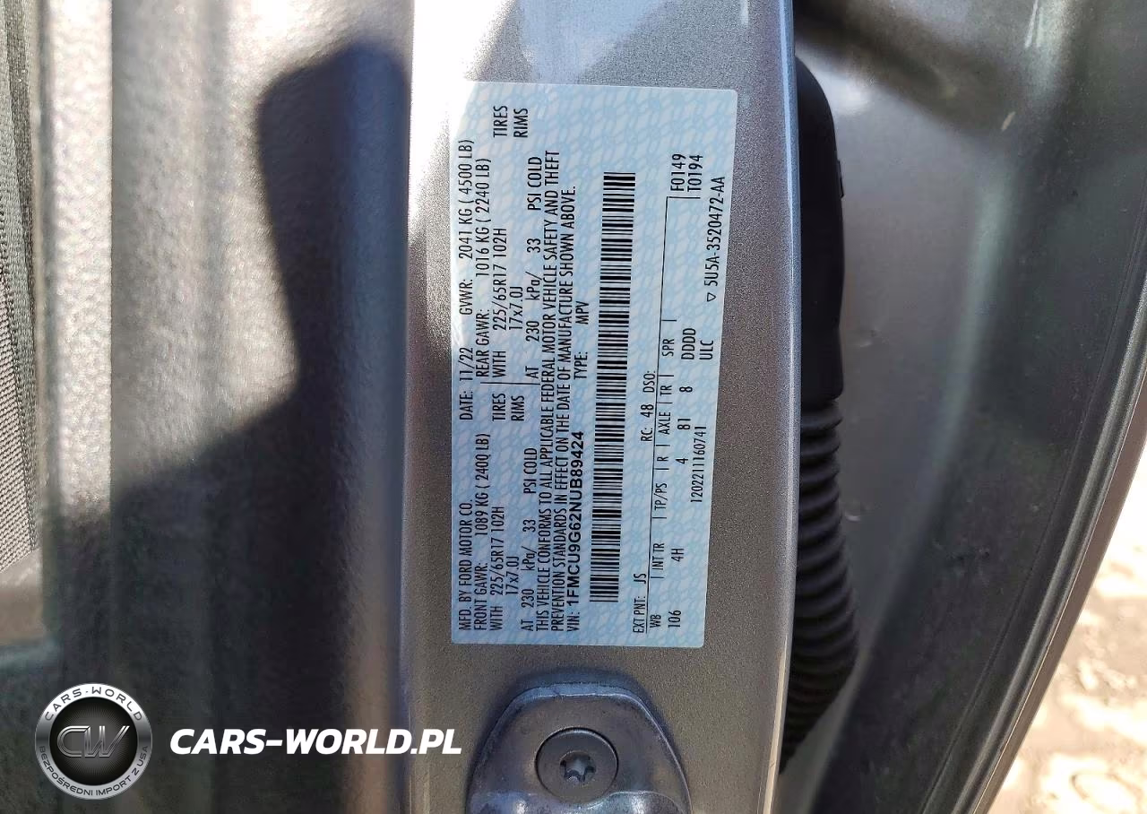 2022 Ford Escape Se VIN:1FMCU9G62NUB89424 - 13