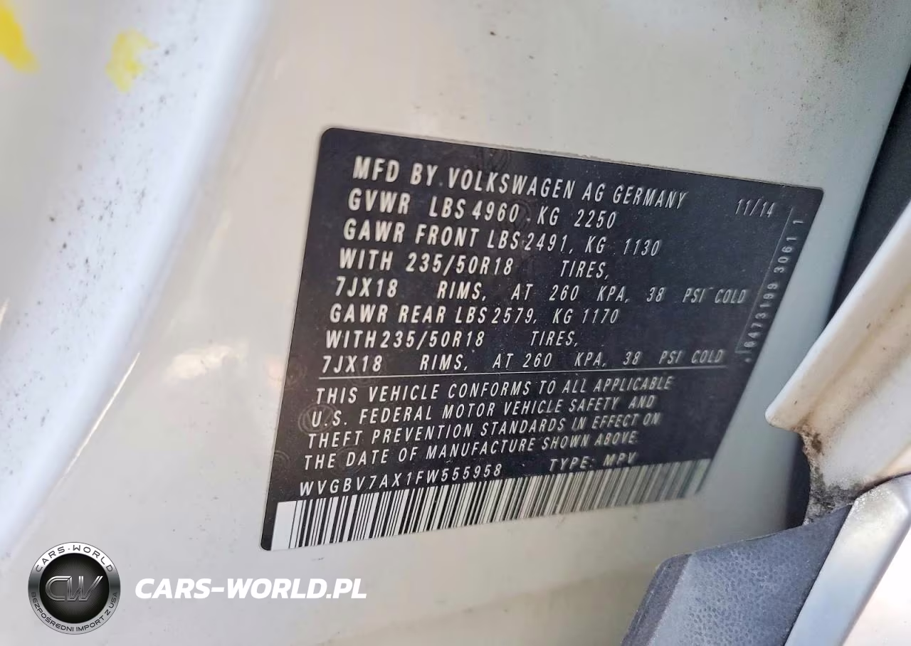 2015 Volkswagen Tiguan S VIN:WVGBV7AX1FW555958 - 13