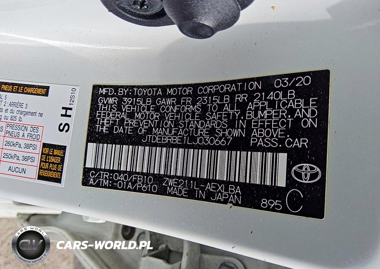 2020 Toyota Corolla Le VIN:JTDEBRBE1LJ030667 - 12