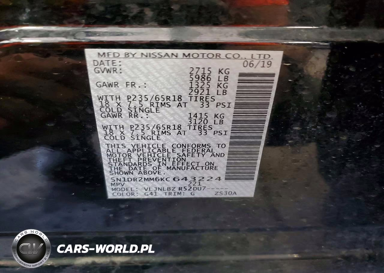 2019 Nissan Pathfinder S VIN:5N1DR2MM6KC643224 - 12