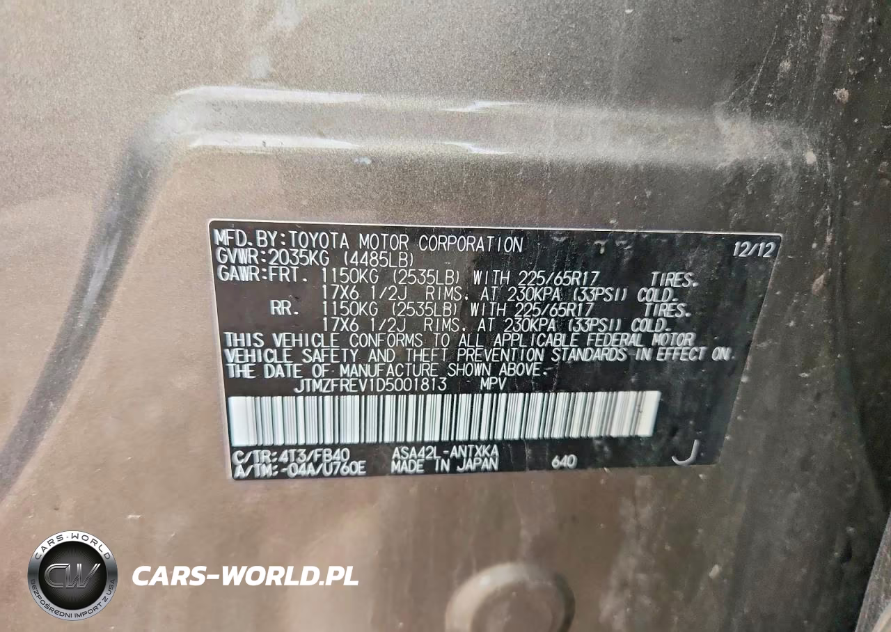 2013 Toyota Rav4 Le VIN:JTMZFREV1D5001813 - 13