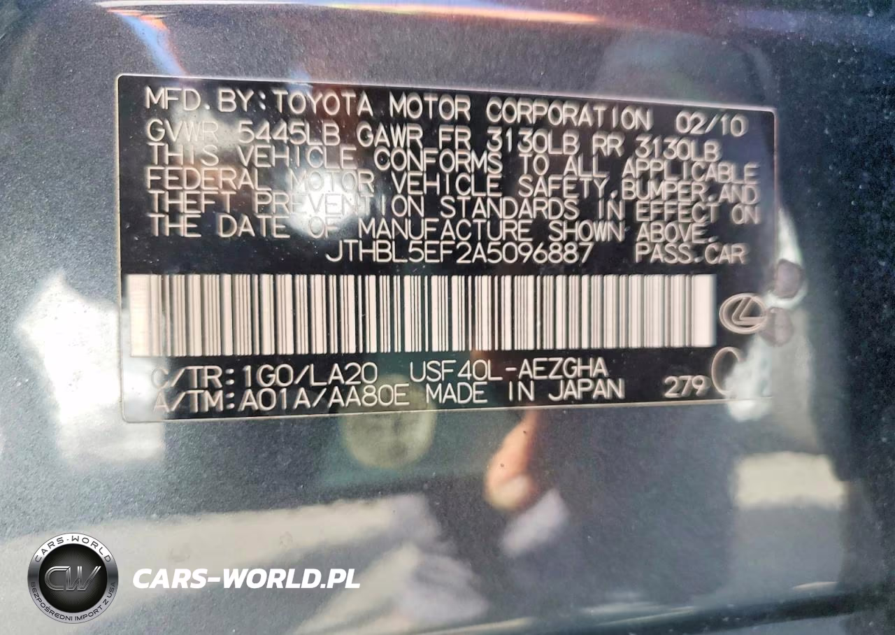 2010 Lexus Ls 460 VIN:JTHBL5EF2A5096887 - 12